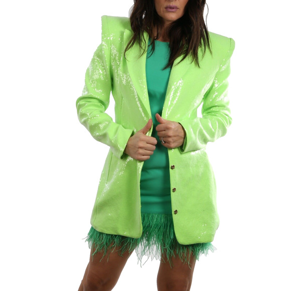 Bronx & Banco Neon Green Zizi Sequin Blazer Size S US 4